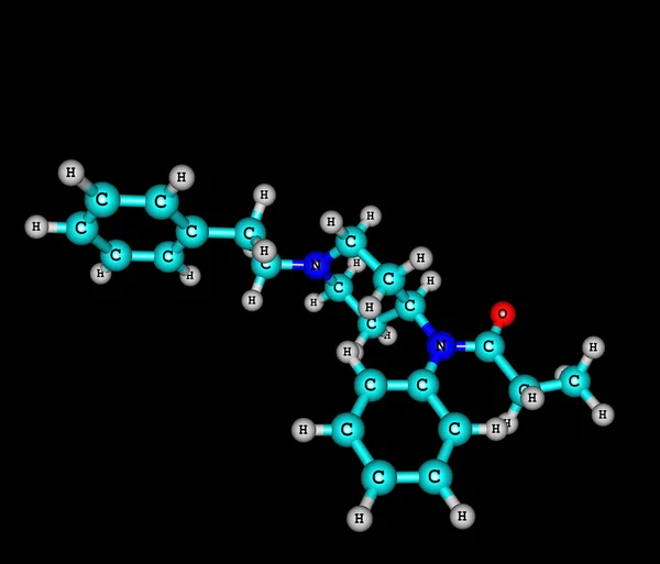 검은 배경에 펜타닐 분자 구조 — 스톡 사진