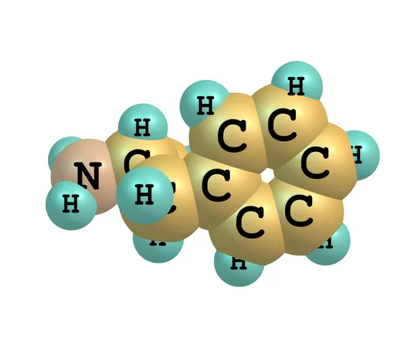 Molekulární struktura dextroamphetamine (dexamphetamine) na bílém pozadí — Stock fotografie