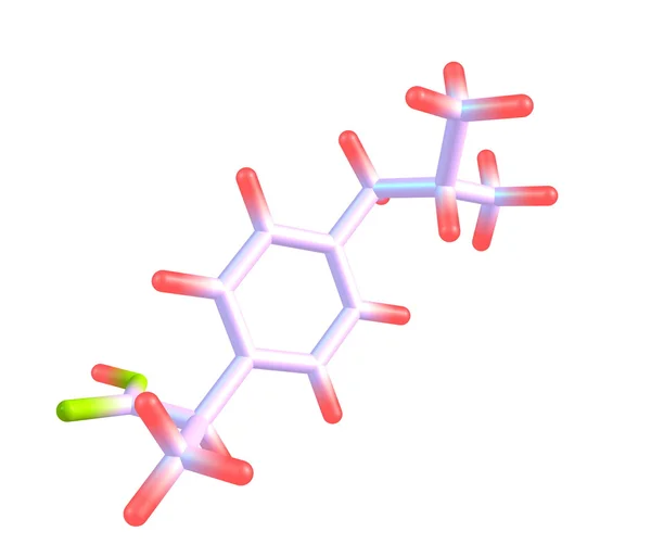 Молекулярна структура ібупрофену на білому тлі — стокове фото