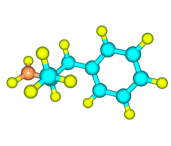 Molekulární struktura dextroamphetamine (dexamphetamine) na bílém pozadí — Stock fotografie