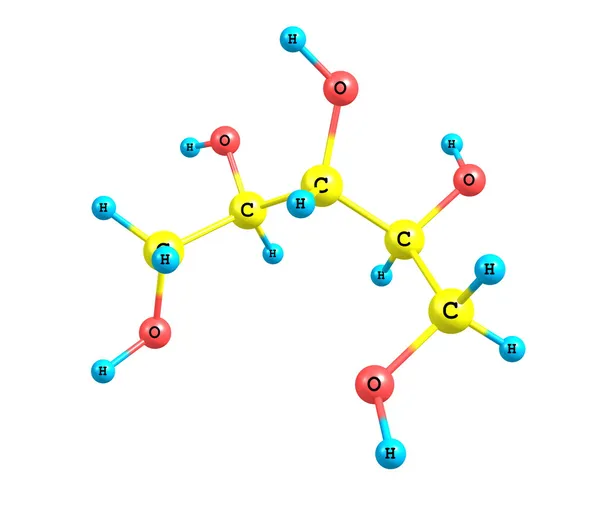 Structure moléculaire du xylitol sur fond blanc — Photo