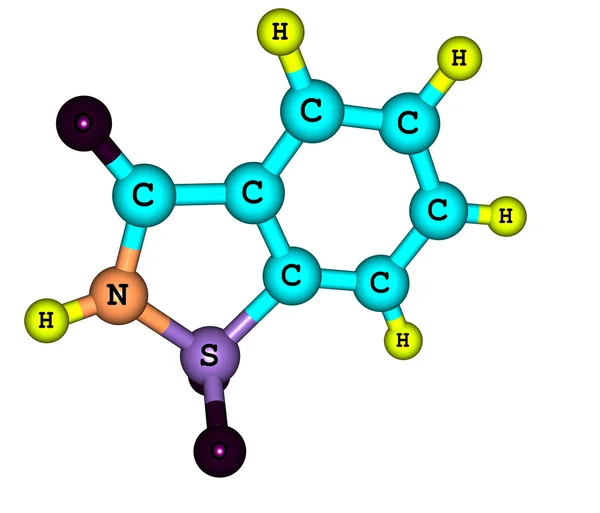 糖精分子结构在白色背景上 — 图库照片