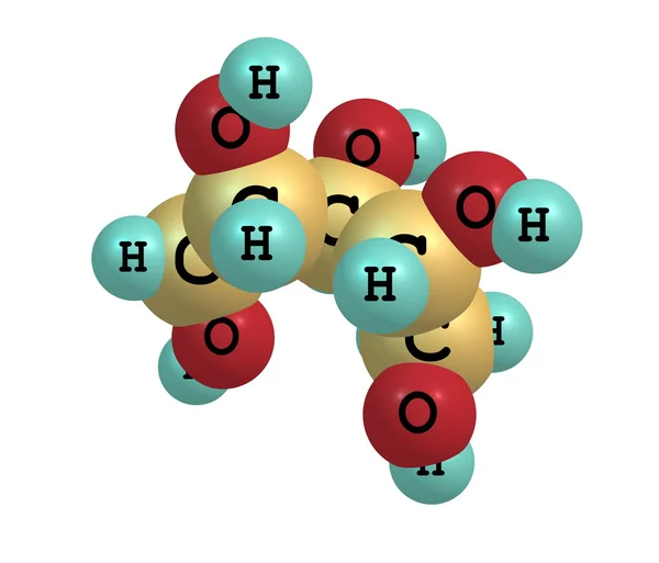 Structure moléculaire du xylitol sur fond blanc — Photo