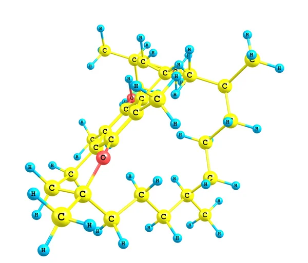 Structure moléculaire du tocophérol (vitamine E) sur fond blanc — Photo