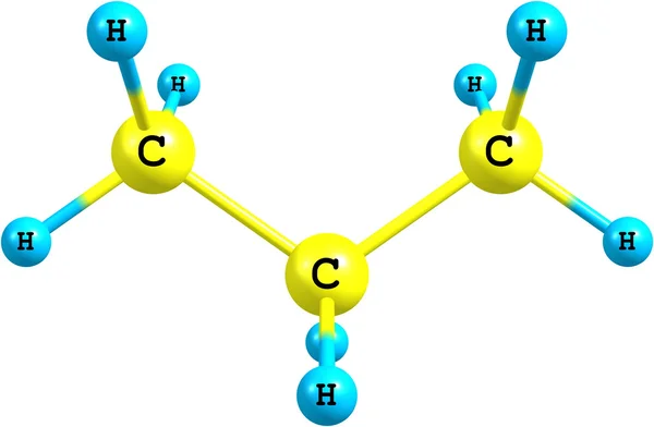 Structure moléculaire du propane sur blanc — Photo