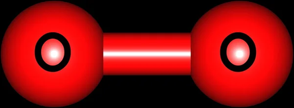 Estructura molecular de oxígeno (O2) aislada en negro — Foto de Stock