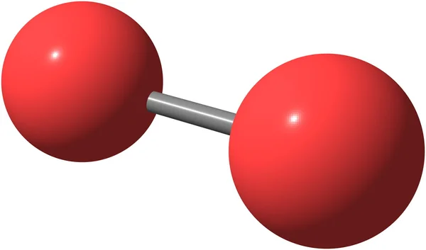 Estructura molecular de oxígeno (O2) aislada en blanco — Foto de Stock