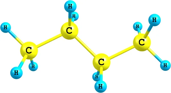 Molekulare Struktur von Butan auf Weiß Stockbild