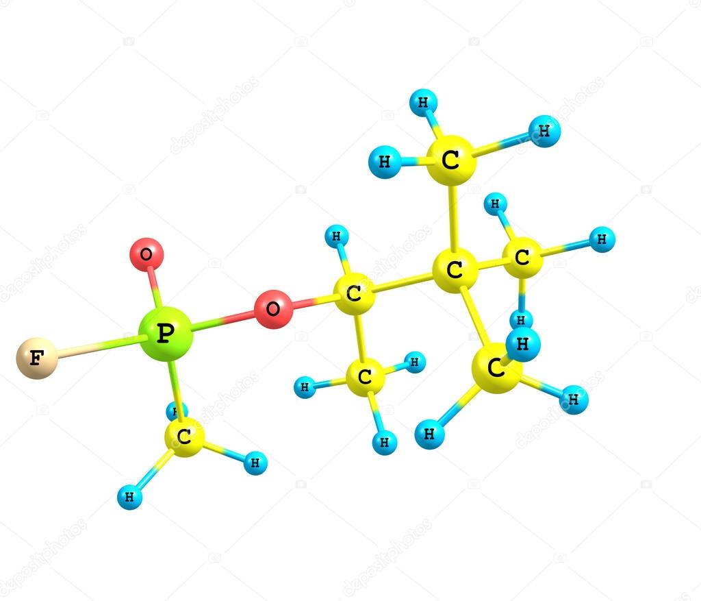 Molecular structure of soman on white