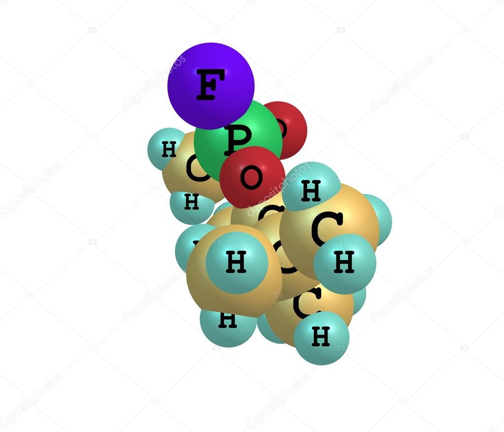 Molecular structure of soman on white