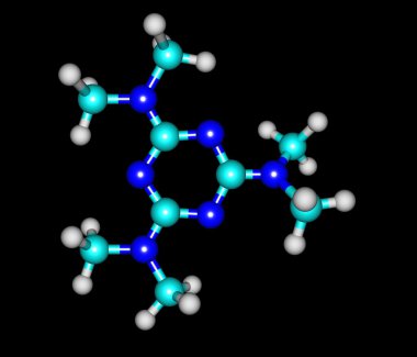 Altretamine molecular structure isolated on black clipart