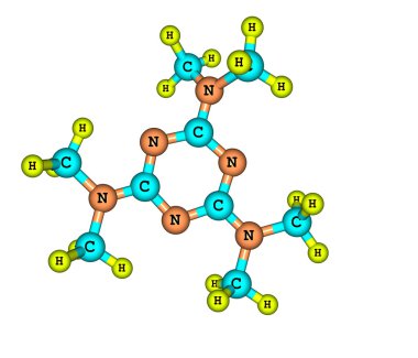 altretamine moleküler yapısı üzerinde beyaz izole