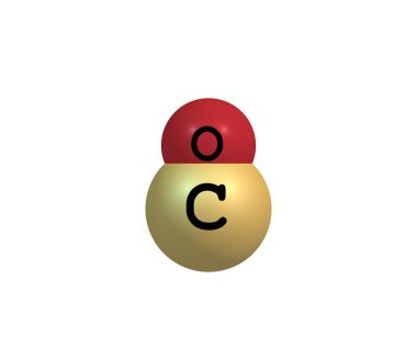 Carbon monoxide molecular structure isolated on white clipart