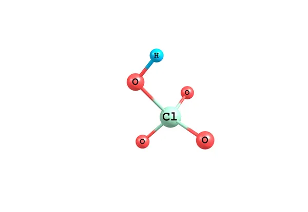 Estructura molecular del ácido perclórico aislada en blanco —  Fotos de Stock