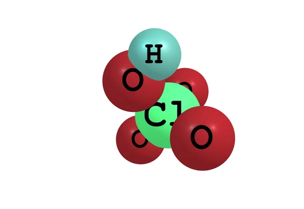 Estrutura molecular do ácido perclórico isolado no branco — Fotografia de Stock