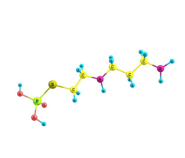 Amifostine structure moléculaire isolée sur blanc — Photo