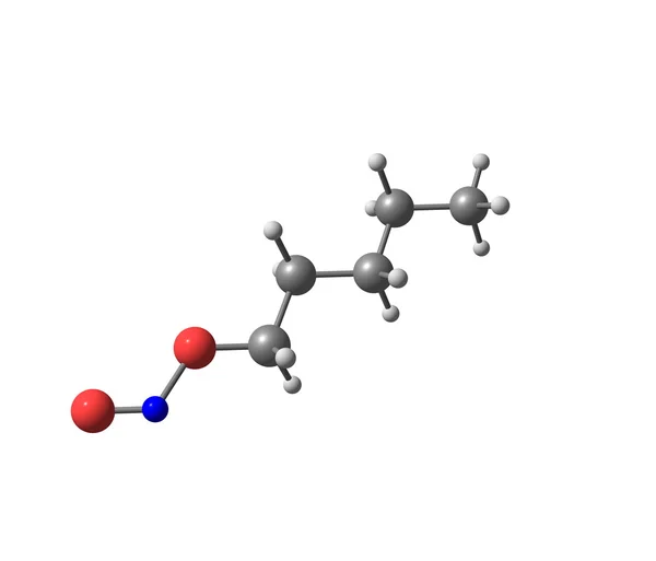 Estructura molecular de nitrito amílico aislada en blanco —  Fotos de Stock