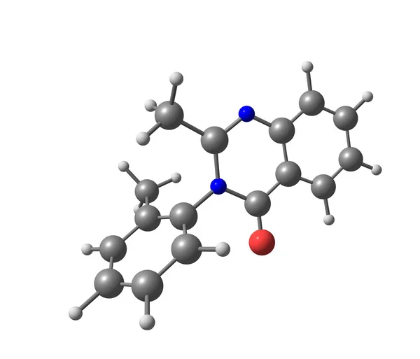 Methaqualone-Molekülstruktur isoliert auf weiß — Stockfoto