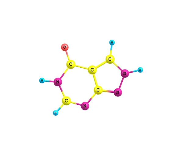 Estructura molecular de alopurinol aislada en blanco — Foto de Stock