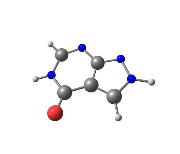 Молекулярная структура аллопуринола изолирована на белом — стоковое фото