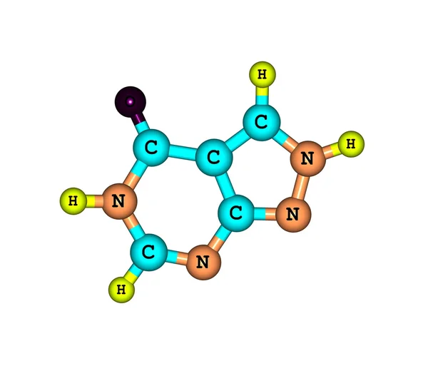 Estructura molecular de alopurinol aislada en blanco — Foto de Stock