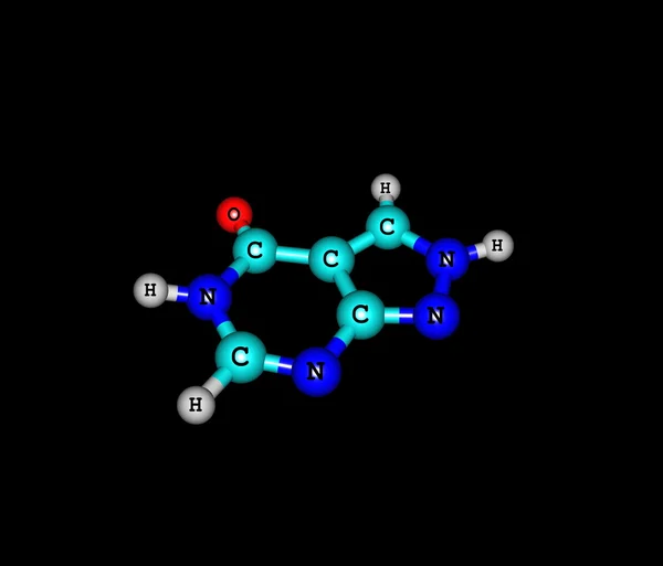 Allopurinol molecular structure isolated on black — Stock Photo, Image