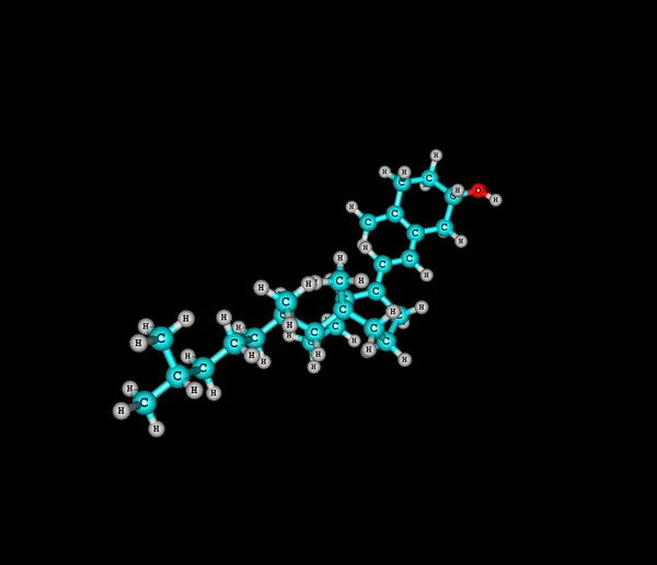 黒で単離されたビタミンD分子構造 — ストック写真