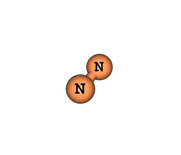 Молекулярная структура азота выделена на белом — стоковое фото