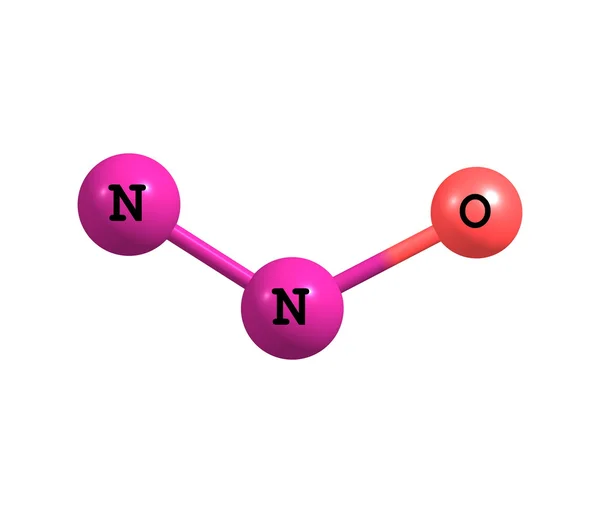 Diazot monoksit Molekül yapısı üzerinde beyaz izole — Stok fotoğraf