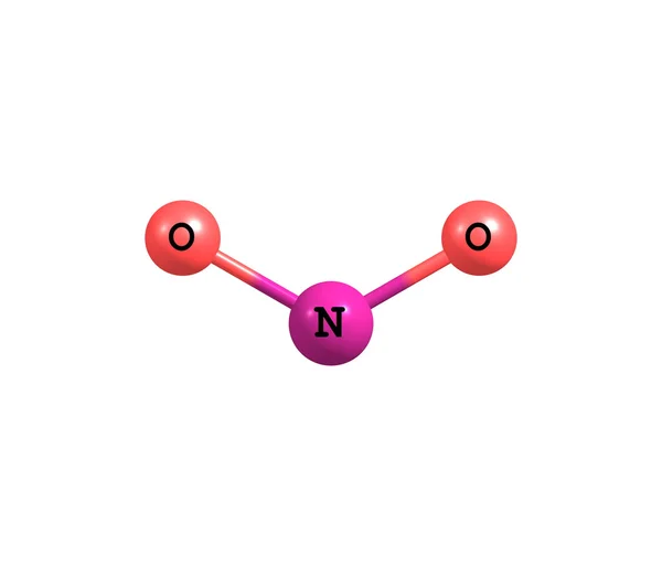 Estructura molecular del dióxido de nitrógeno aislada en blanco — Foto de Stock