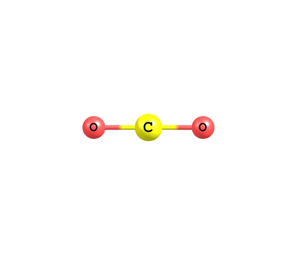 Struktury molekularnej dwutlenku węgla na białym tle — Zdjęcie stockowe