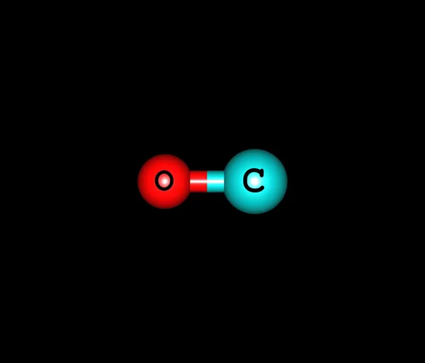 Struktury molekularnej tlenku węgla na czarnym tle — Zdjęcie stockowe