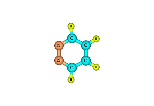 Pyridazine moleküler yapısı üzerinde beyaz izole — Stok fotoğraf