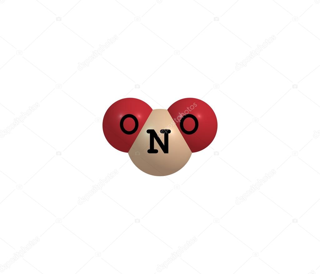 Nitrogen dioxide molecular structure isolated on white Stock Photo by