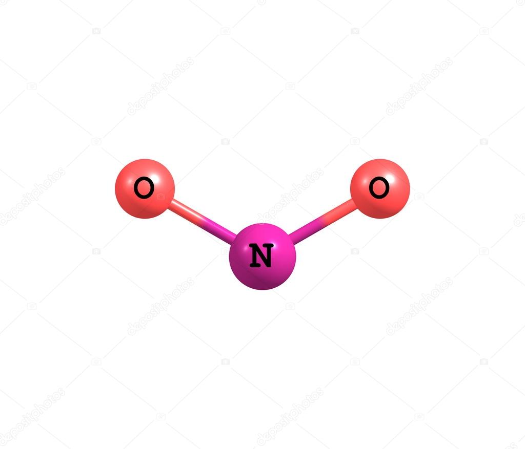 Nitrogen dioxide molecular structure isolated on white