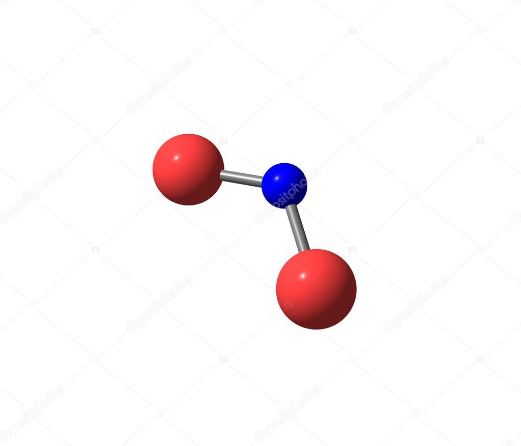 Nitrogen dioxide molecular structure isolated on white