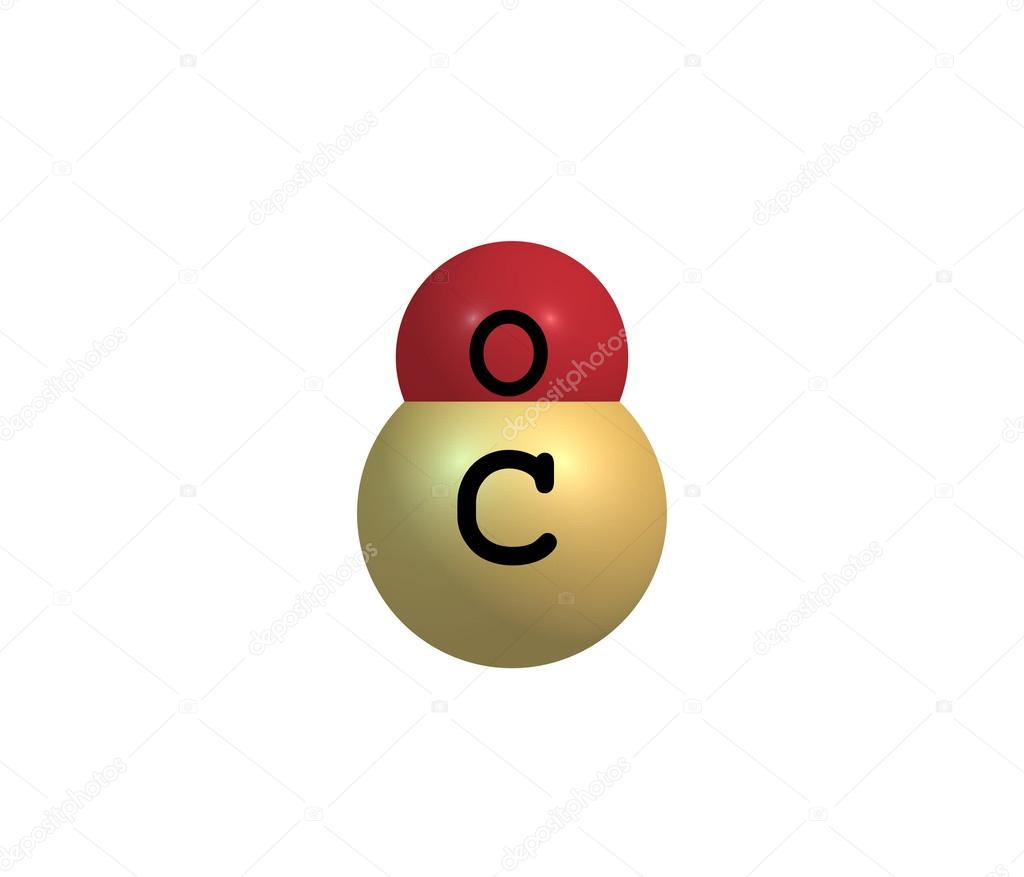 Carbon monoxide molecular structure isolated on white