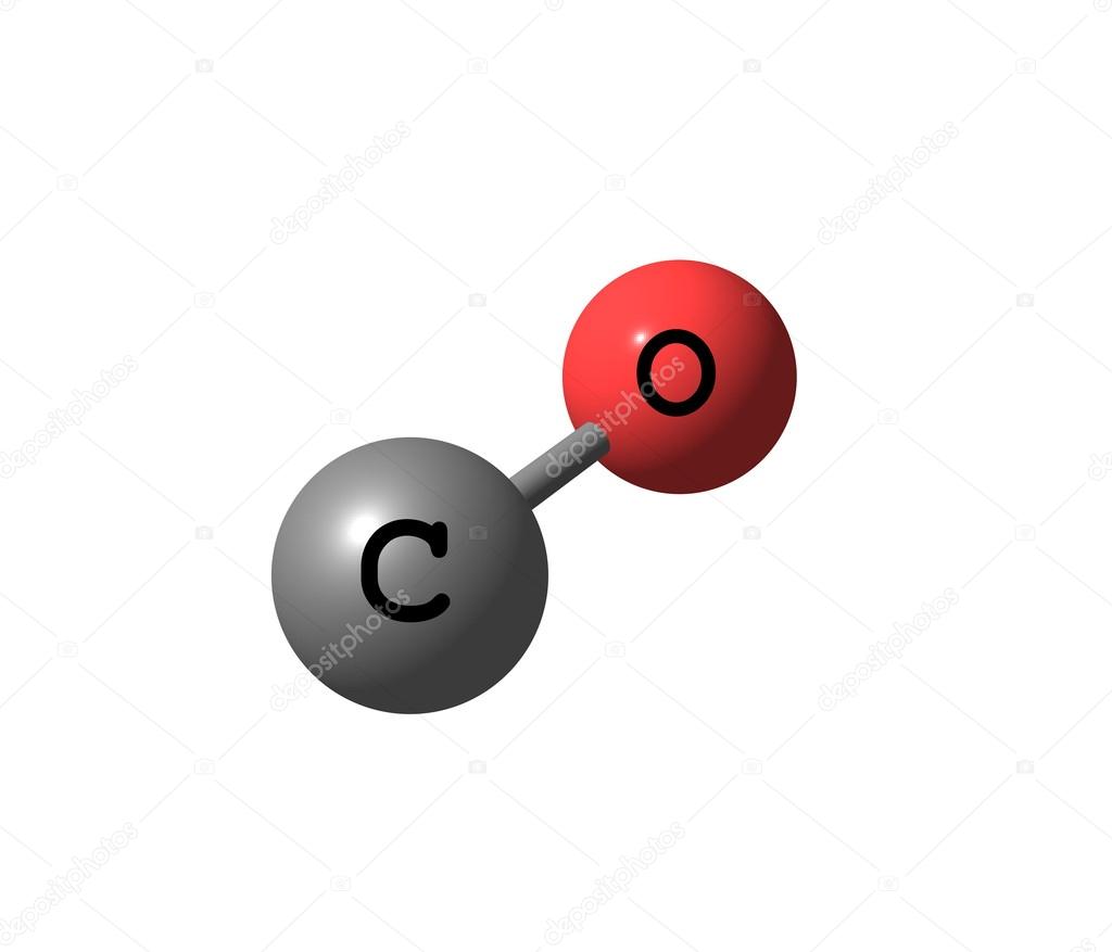 Carbon monoxide molecular structure isolated on white