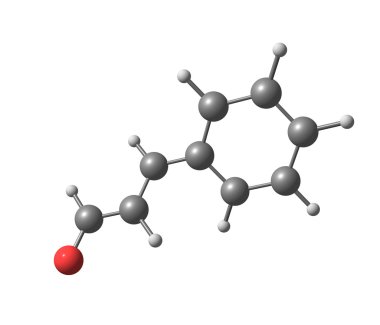 Cinnamaldehyde molekül üzerinde beyaz izole