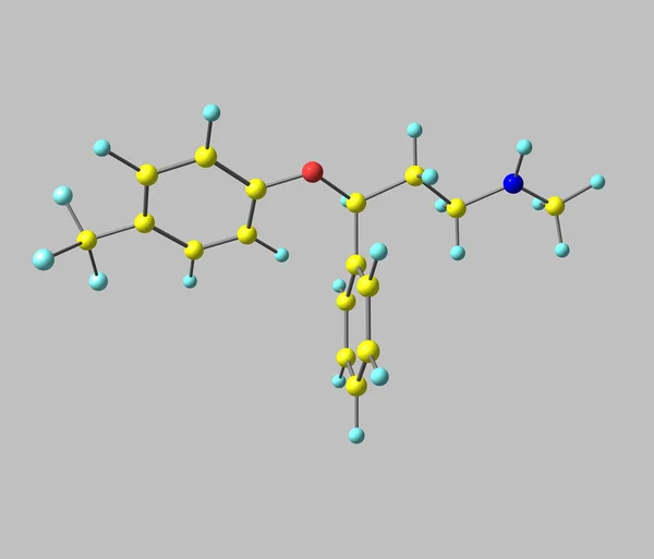 Fluoxetin-Molekül auf grau isoliert — 스톡 사진