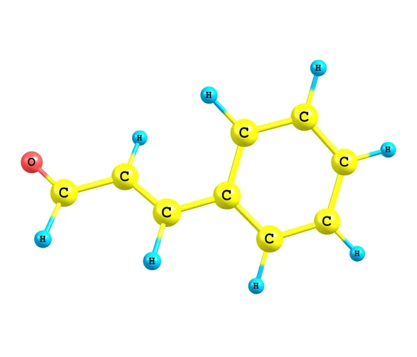 Molecola di cinnamaldeide isolata su bianco — Foto Stock