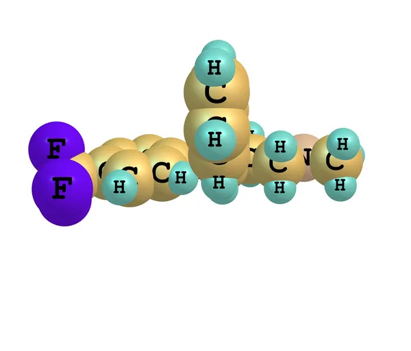 Molécula de fluoxetina aislada en blanco —  Fotos de Stock
