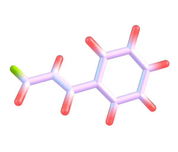Molecola di cinnamaldeide isolata su bianco — Foto Stock