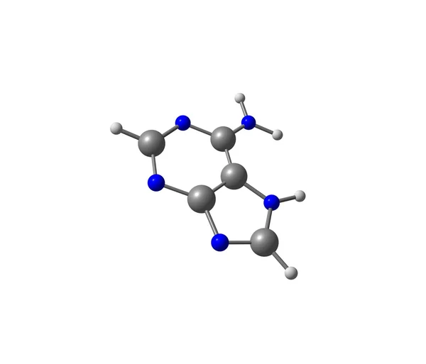 Adenin-Molekül auf Weiß isoliert — Stockfoto
