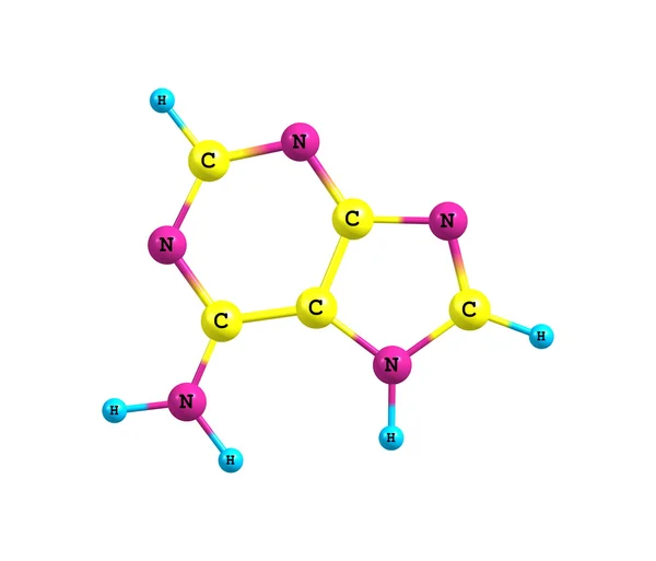 Molecola di adenina isolata su bianco — Foto Stock