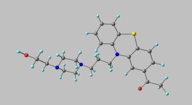 Asetofenazin, düzensiz ve psikotik düşünce tedavisinde kullanılır. Aynı zamanda yanlış algıların tedavisinde de kullanılır. Halüsinasyon ya da halüsinasyon. 3d illüstrasyon