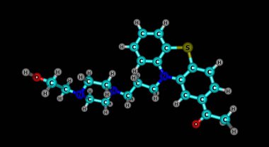 Asetofenazin, düzensiz ve psikotik düşünce tedavisinde kullanılır. Aynı zamanda yanlış algıların tedavisinde de kullanılır. Halüsinasyon ya da halüsinasyon. 3d illüstrasyon