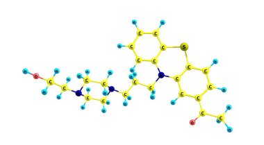 Asetofenazin, düzensiz ve psikotik düşünce tedavisinde kullanılır. Aynı zamanda yanlış algıların tedavisinde de kullanılır. Halüsinasyon ya da halüsinasyon. 3d illüstrasyon