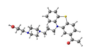 Asetofenazin, düzensiz ve psikotik düşünce tedavisinde kullanılır. Aynı zamanda yanlış algıların tedavisinde de kullanılır. Halüsinasyon ya da halüsinasyon. 3d illüstrasyon