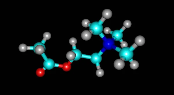 乙酰胆碱是一种有机化学品 在多种动物的大脑和身体中发挥作用 包括作为神经递质的人类 3D说明 — 图库照片